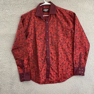 El General 1901 Shirt Men L‎ Red Western Rodeo Long Sleeve Button Down